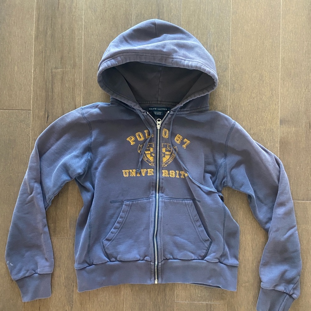 Ralph Lauren Navy Hoodie with Yellow Print